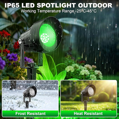 St. Patrick's Day Green Spotlights Outdoor, 14 LED Landscape Lighting with US Plug, IP65 Waterproof Spot Lights for Tree Yard Garden Pathway Halloween Christmas Decor, 4 Pack