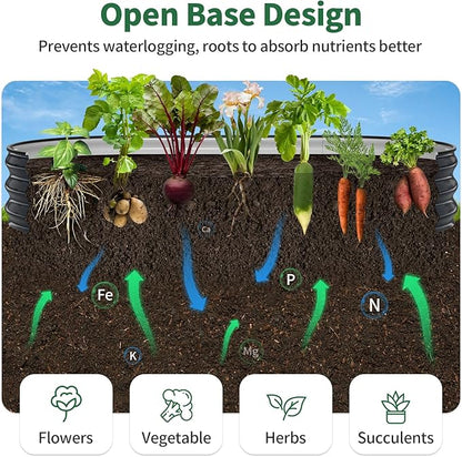 Kesfitt Raised Garden Bed, 6x3x1 FT Galvanized Steel Metal Raised Garden Bed, Oval Open-Bottom Design, 12-Inch Deep for Outdoor Vegetable & Herb Gardening, Midnight Blue