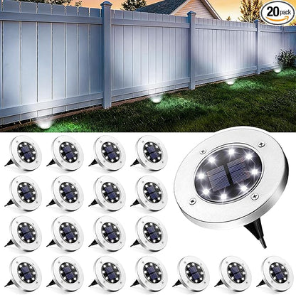 GIGALUMI Solar Ground Lights - No-Drill Fence Lighting Solution, Waterproof Perimeter Lights Compatible with Wood, Metal & Concrete Fences (20 Pack Cool White)