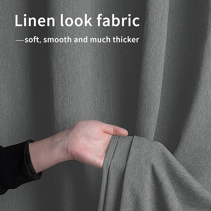 Easy-Going Linen Look Outdoor Curtains Waterproof Windproof Porch Curtains, Soft Thicken Outdoor Privacy Curtains for Patio, Gazebo, Grommet Top and Tab Bottom Drape, 1 Panel, 110x108 inch, Dark Grey