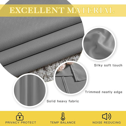 NICETOWN Blackout Silver Grey Sliding Door Curtains 90 inch Length, Thermal Insulated Grommet Room Darkening Window Treatments for Bedroom/Living Room, 1 Panel, W80 x L90