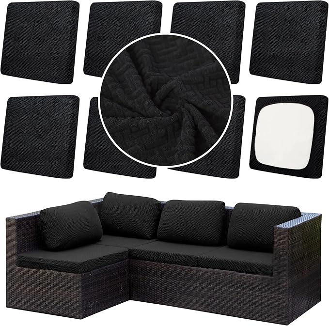 Cushion Covers, 8-Pack Black Outdoor Slipcovers, Water-Repellent Fabric