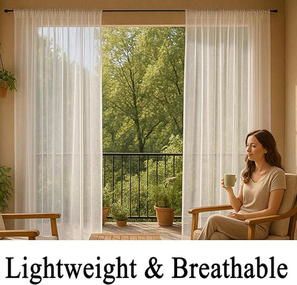 Patio Screen Mesh Outdoor Curtains Waterproof Sheer Lightweight Bug Netting for Porch Gazebo Garden Party Wedding Backdrop, White, W 125 x L 108 inch per Panel, 2 Panels