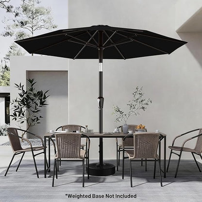 AreShark 9 FT Patio Umbrella for Outdoor, Outdoor Table Umbrella with Push Button Tilt and Crank, Outdoor Patio Umbrellas with 8 Sturdy Ribs for Market, Garden, Pool (Black)