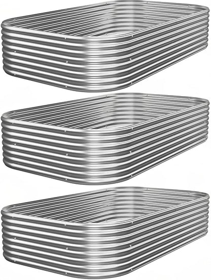 3 PCS 4x2ft Galvanized Raised Garden Bed Outdoor, Metal Garden Bed for Vegetables, Above Ground Garden Box for Flower, Steel Raised Beds for Gardening