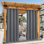 NICETOWN Patio Curtains Outdoor Waterproof 2 Panels, Stainless Steel Ring Top Outdoor Indoor Window Drapes Keep Rain Out for Gazebo/Playground/Porch, W55 x L95 Inch, Grey