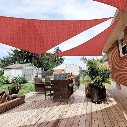 Patio Paradise 24' x 24' x 24' Sun Shade Sail Triangle Canopy Shade Cloth Fabric Sunlight Block Patio Pergola Cover HDPE Deck Awning for Outdoor Backyard Roof Shading, Red