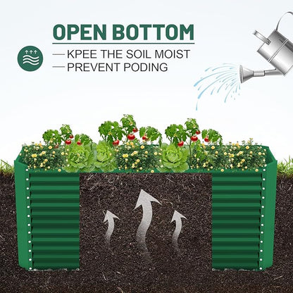 Land Guard 6x3x3ft Rectangular Galvanized Raised Garden Beds, Large-Capacity Metal Planter Box Outdoor, Durable Deep Raised Garden Bed 3ft Tall, Raised Beds for Gardening Vegetables, Forest Green