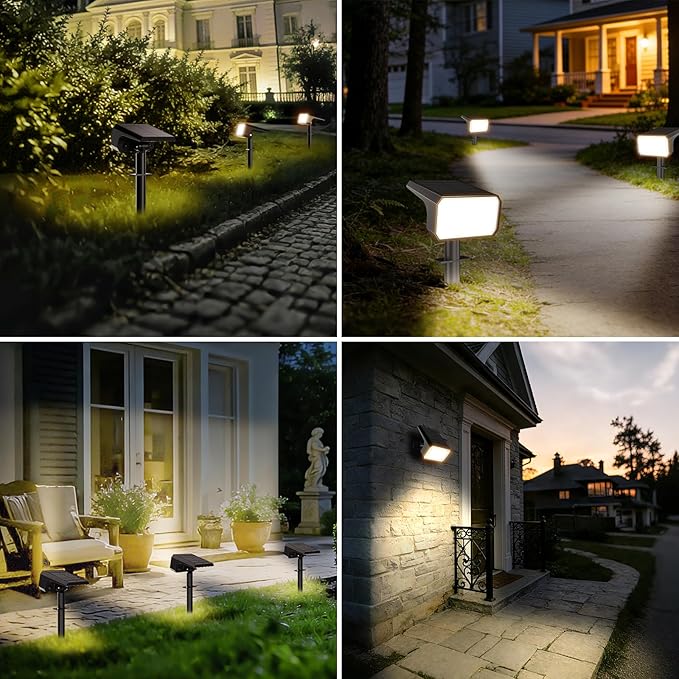 Fabrito Solar Spot Lights Outdoor 10 Pack, [108Leds, 4 Modes] Auto On/Off Spotlights, IP67 Waterproof Landscape Lights for Tree, Yard, Patio, Pool, Pathway, Driveway, Warm White