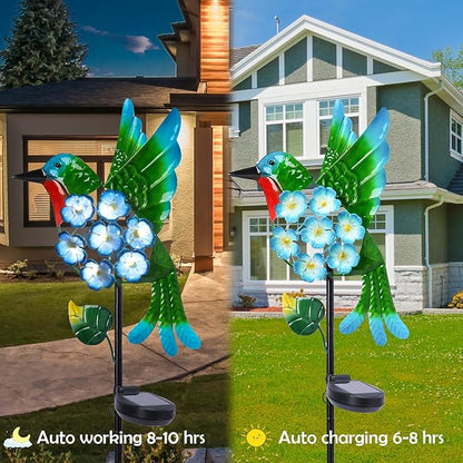 Solar Lights Outdoor Decorative Metal Solar Hummingbird Waterproof LED Metal Waterproof Garden Stake Lights for Walkway Pathway Lawn Patio Yard Decorations
