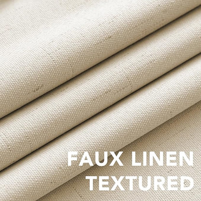 H.VERSAILTEX Linen Blackout Curtains Durable Thick Textured Linen Look 100% Blackout Patio Door Curtain Anti Rust Grommet Extra Wide Sliding Door Curtain Panel, Bleached Sand, W100 x L108 inch