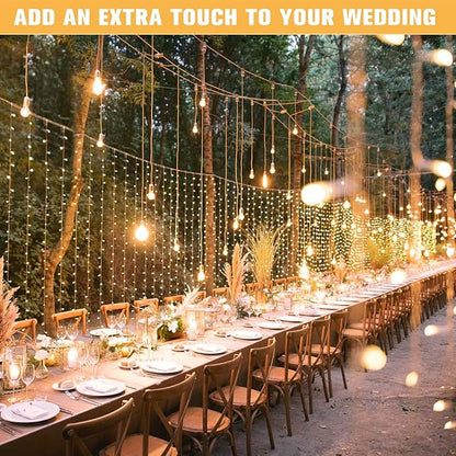 Curtain String Lights, 600 LED Warm White, 19.6 ft with Remote