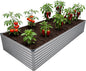 12x4x2FT Galvanized Raised Garden Bed Kit,Vegetable Plant Boxes-Rectangle Metal Flower Box,Large Planter Raised Beds Outdoor Garden for Planting,Fruit,Herb-Silver