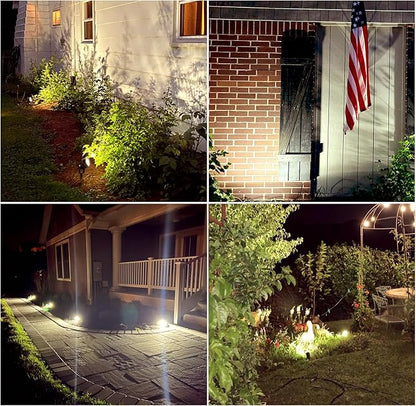 20W Dusk to Dawn led Light Spotlights Outdoor, Low Voltage Warm White Outdoor Spot Lights with Transformer Uplights Waterproof IP65 for Tree Yard Patio Gate Flags Garden 4 Pack