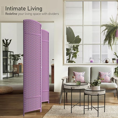 Sorbus 4-Panel Black Room Divider with Double Hinged Panels, 6 ft Tall Folding Privacy Screen