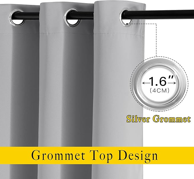 NICETOWN Blackout Curtain for Sliding Glass Door - Patio Door Curtains, Thermal Insulated Wide Drapes/Draperies for Bedroom/Living Room, Silver Grey, 1 Panel, 100 by 84-Inch