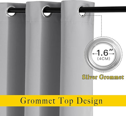 NICETOWN Blackout Curtain for Sliding Glass Door - Patio Door Curtains, Thermal Insulated Wide Drapes/Draperies for Bedroom/Living Room, Silver Grey, 1 Panel, 100 by 84-Inch