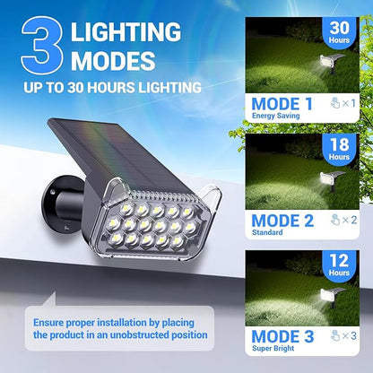 WdtPro Solar Spot Lights Outdoor Waterproof, 6 Pack, Bright Solar Landscape Lights with Extra-Large LEDs, 3 Modes Spotlights, Solar Powered Light for Yard Garden Pathway Wall, Cool White