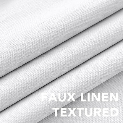 H.VERSAILTEX Linen Blackout Curtains Durable Thick Textured Linen Look 100% Blackout Patio Door Curtain Anti Rust Grommet Extra Wide Sliding Door Curtain Panel, W100 x L96 inch - Pure White