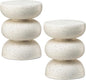 Glitzhome Outdoor Side Table Set of 2, 18" H Decorative Garden Stool MgO Faux Terrazzo End Table, Heavy Duty Indoor Outdoor Round Planter Stand for Living Room Bedroom Patio Deck Poolside,White