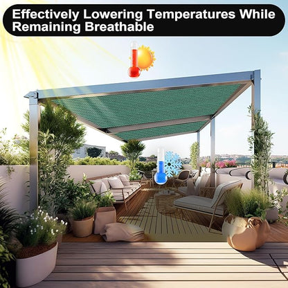 Artpuch 90% Sun Shade Cloth, 12 x 20 FT Pergola Shade Cover Canopy with Grommets, Sun Screen Fabric Tarp for Patio, Outdoor, Garden, Backyard, Green