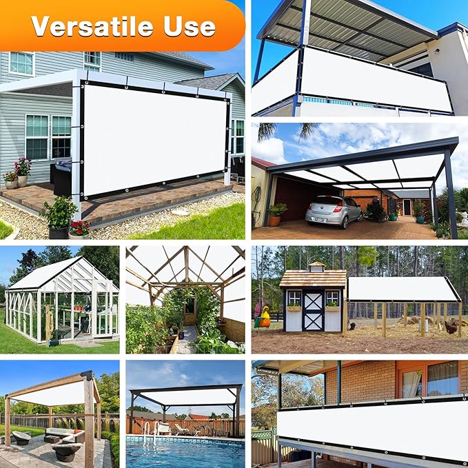 Artpuch Outdoor Pergola Shade Cover 9' X 18' Sun Shade Cloth with Grommets, 90% UV Protection Canopy Patio Privacy Screen (Customized Available) GN107, White