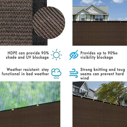 UPGRADE Privacy Fence Screen 6'x32' Brown Outdoor 90% Visibility Blockage 170 GSM Mesh Shade Cover Panels for Backyard,Balcony,Home Decoration with Zip Ties,Customized Avaliable