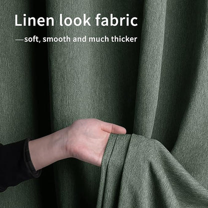 Easy-Going Linen Look Outdoor Curtains Waterproof Windproof Porch Curtains, Soft Thicken Outdoor Privacy Curtains for Patio, Gazebo, Grommet Top and Tab Bottom Drape, 1 Panel, 110x84 inch, Sage Green