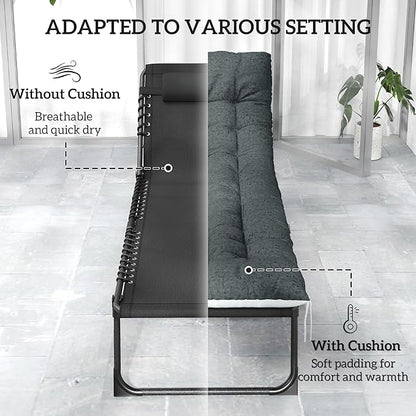 Outsunny Chaise Lounge Chair Outdoor Set of 2, 5-Position Adjustable Outdoor Pool Lounge Chairs, Folding Tanning Chair Beach Lounger with Cushion, Headrest, Side Pocket for Patio, Yard, Black/Gray