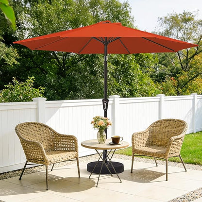 MEWAY 9ft Patio Umbrella Outdoor Table Umbrellas with Push Button Tilt and Crank, Market Umbrella 8 Sturdy Ribs for Deck, Garden, Pool and Backyard, Orange