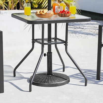 Yaheetech 22 lbs Outdoor Umbrella Base, 18" Round Resin Patio Umbrella Stand, Heavy Duty Market Umbrella Base Stand for Garden & Backyard, Rustic Silver