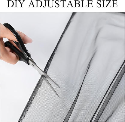 10 x 10 Outdoor Black Tulle Backdrop Curtains Waterproof Voile Sheer Screen Breathable Mash Netting Light Filtering Privacy Curtains for Patio Porch Yard Pergola Gazebo, 2 Panels