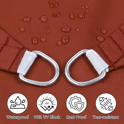 Artpuch Waterproof Sun Shade Sail, 8'x10' Rust Red Rectangular, UV Resistant Rain Canopy, Curved Edges Shade Cloth for Outdoor Patio, Deck, Yard