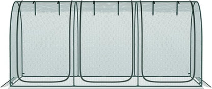 Outsunny 9' x 4' Crop Cage, Plant Protection Tent with Three Zippered Doors, Storage Bag and 4 Ground Stakes, for Garden, Yard, Lawn, Green