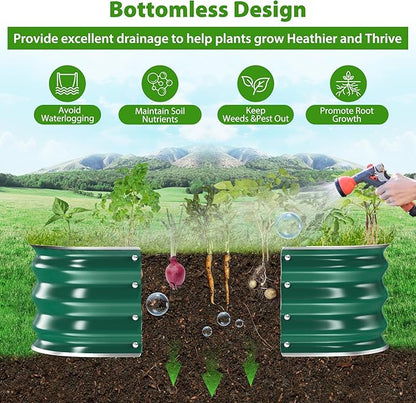 Galvanized Raised Garden Bed for Gardening, 4x4x1ft Large Square Metal Planter Boxes Outdoor for Vegetable,Flower,Herb,Modular Above Ground Growing Container,Green,Easy Assembly