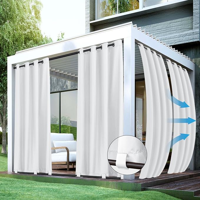 HolidayIdeas 4 Panels Gazebo Curtains Waterproof-Outdoor White Curtains 54x84 by HolidayIdeas