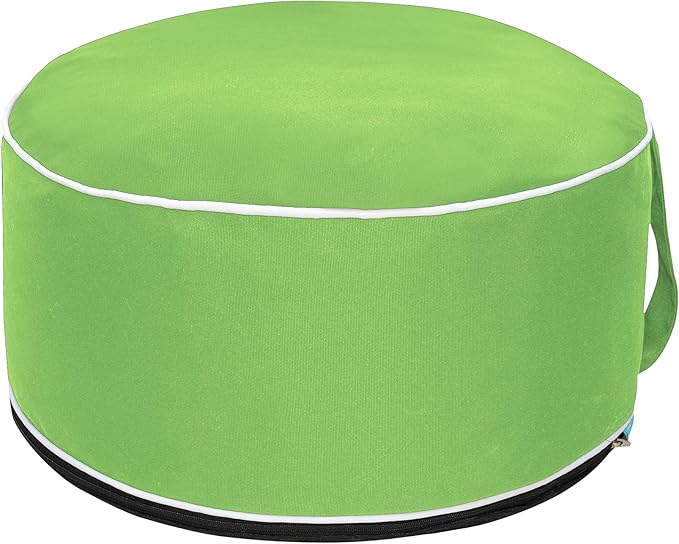 QILLOWAY Indoor/Outdoor Inflatable Stool,Round Ottoman,All Weather Foot Rest for Camping or Home,Green
