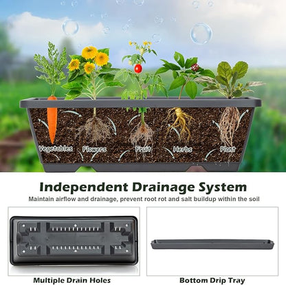 COSTWAY Vertical Raised Garden Bed, 5 Tier Planter Box with Drainage Holes for Vegetables, Grass, Flowers, Freestanding Garden Planter Indoor Outdoor, Patio, Balcony, Greenhouse