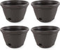 Suncast 4 Pack Wicker Hose Pot, Decorative Resin Garden Hose Storage, 100ft 5/8in Standard Vinyl Hose Capacity with 4 Drain Holes, 18in x 12in, Java