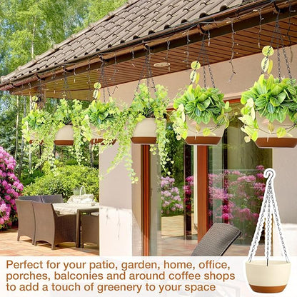 Mumufy 6 Pcs 8 Inch Hanging Planters for Indoor and Outdoor Plants, Beige