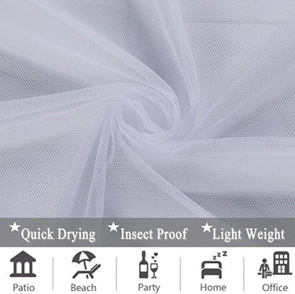 Patio Screen Mesh Outdoor Curtains Waterproof Sheer Lightweight Bug Netting for Porch Gazebo Garden Party Wedding Backdrop, White, W 125 x L 84 inch per Panel, 2 Panels