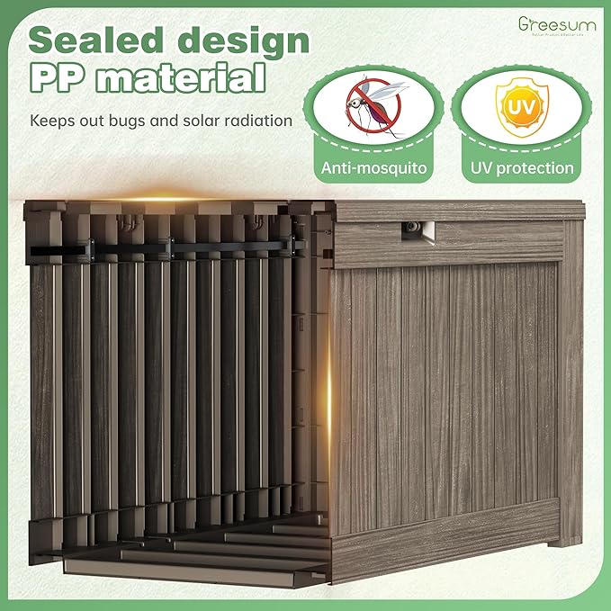 Deck Box, 120 Gallon Outdoor Storage Bin with Lid in Coffee Finish