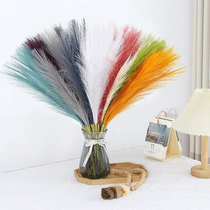 Artificial Pampas Grass Stems 21.7 Inch, 90 Pcs Rainbow Set