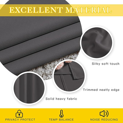 NICETOWN Blackout 102 inch Curtains for Sliding Glass Door, Grommet Thermal Insulated Room Darkening Window Treatment Sound Reducing Drapes for Room Divider, Gray, W80 x L102, 1 Panel