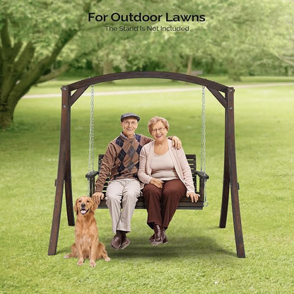 VINGLI Upgraded Patio Wooden Porch Swing for Courtyard & Garden, Heavy Duty 880 LBS Swing Chair Bench with Hanging Chains for Outdoors (Rustic, 4 FT)