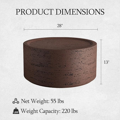 UPHA Outdoor Round Coffee Table, Small Modern Minimalist Accent Tables, Low Light Concrete Center Table for Living Room, Outside Patio, Deck, 28×28×13, Rust Red