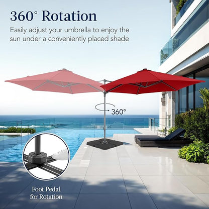 Best Choice Products 10ft Offset Cantilever Hanging Market Patio Umbrella, Smooth 360° Rotation, 8 Sturdy Ribs, Easy Adjustment - Red