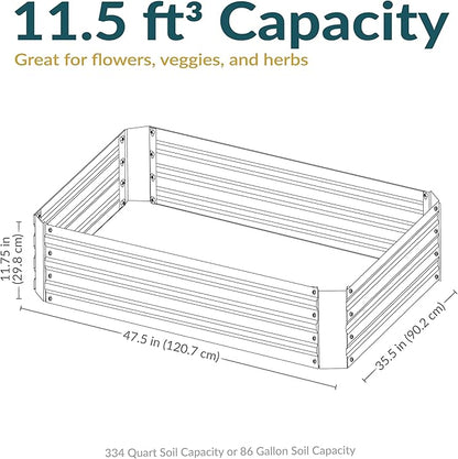 Sunnydaze 11.75" H Raised Metal Garden Bed - Galvanized Raised Garden Bed Outdoor for Vegetables and Flowers - Woodgrain - 4' x 3' Rectangle
