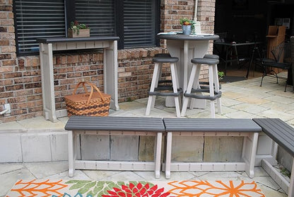 Bench, Deep Grey Top with Warm Grey Sides, 2 Pack - Proudly Made in The USA, Click and Lock Hardware-Free Assembly, Durable and Stylish Outdoor Seating