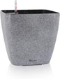 Dexceder 13x12 Self Watering Planter with Wheels Indoor Outdoor, Inner Mat Design, Thickened Large Floor Standing Flower Plant Pot with Water Level Indicator (Stone Matte)
